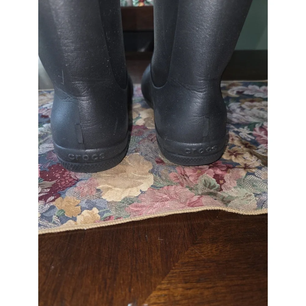 Crocs Black Freesail Tall Rain Boots Women 7 Waterproof Rubber Pull On Garden